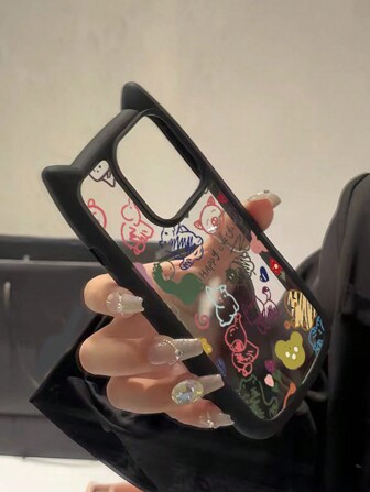 1pc Animal Printed Anti-Drop Acrylic Phone Case Compatible With Apple