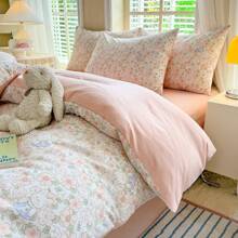 1pc Pink Ditsy Floral Single Duvet Cover, Soft And Skin-Friendly Country Style, Suitable For Single/Double Bed, Machine Washable - Bunny's Garden - View 6