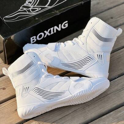 TACHUAN Professional Wrestling Shoes For Men And Women, High-Top Combat Boxing Shoes, Training Boots, Muay Thai Kickboxing Shoes, Fitness Sanda Shoes