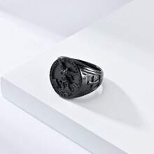 1pc Retro St. Michael Archangel Stainless Steel Men's Signet Ring - Single Ring - View 4