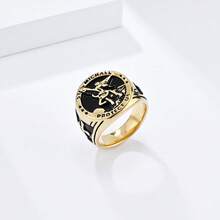 1pc Retro St. Michael Archangel Stainless Steel Men's Signet Ring - Single Ring - View 5