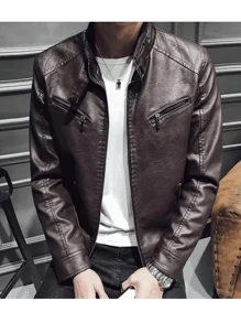 Men Jackets & Coats - Rust Brown - View 2