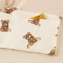 1 件婴儿床悬挂式储物袋，多功能柔软可爱卡通熊图案婴儿房床边收纳袋，适用于婴儿床、婴儿车