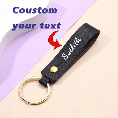 1pc Personalized Custom PU Leather Keychain, Business Gift Leather Keychain For Men & Women, Suitable For Car Keys, Wallets, Handbags Decoration Letter Portable, Multifunction, Functional, Practical, All-Purpose Fashion, Colorful, Vintage, Contracted, Unisex, Preppy, Sports, Leisure, Business Casual Custom, Unique, Customized Finds, Winter Fashion, Christmas/Holiday Gift,Bags & Luggage,2025 Halloween Accessories,Business Casual, Basics