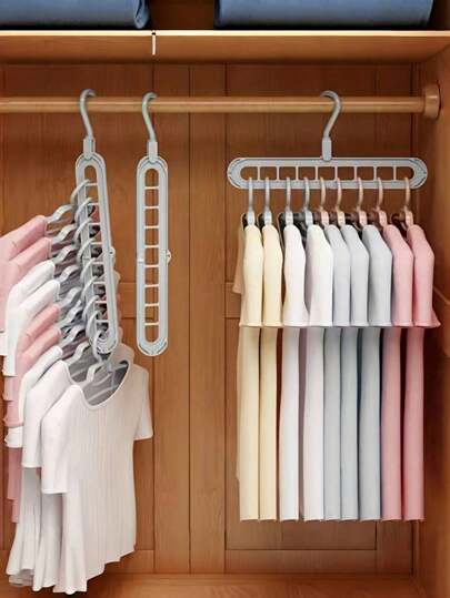 1/3/6/9 Pcs Multi-Function 9-Hole Foldable Clothes Hanger, Pants Shirt Hanger, Dorm Room Bedroom Storage Organizer Room Decor Home Decor Decor Bedroom Decor Dress Pants Shoes Jeans Boots Skirt