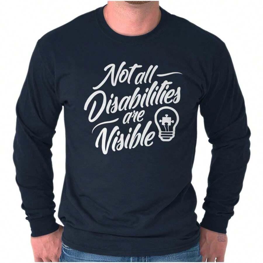 Not All Disabilities Are Visible Long Sleeve TShirt Men - Navy - View 1