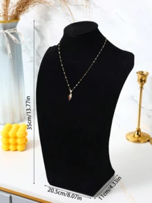 1pc Velvet Portrait Display Stand, Necklace Holder, Jewelry Stand Portrait Pendant Display Stand - Black - View 17