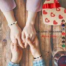 3 Nam Vòng Tay Mờ Dung Nham Đá Núi Lửa Hạt Nữ Căng Vòng Tay Bộ Trang Sức Thời Trang - màu đen - Xem 7
