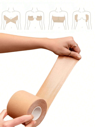 1卷自粘推上胸貼，胸貼彈性綁帶，防止下垂並確保乳溝