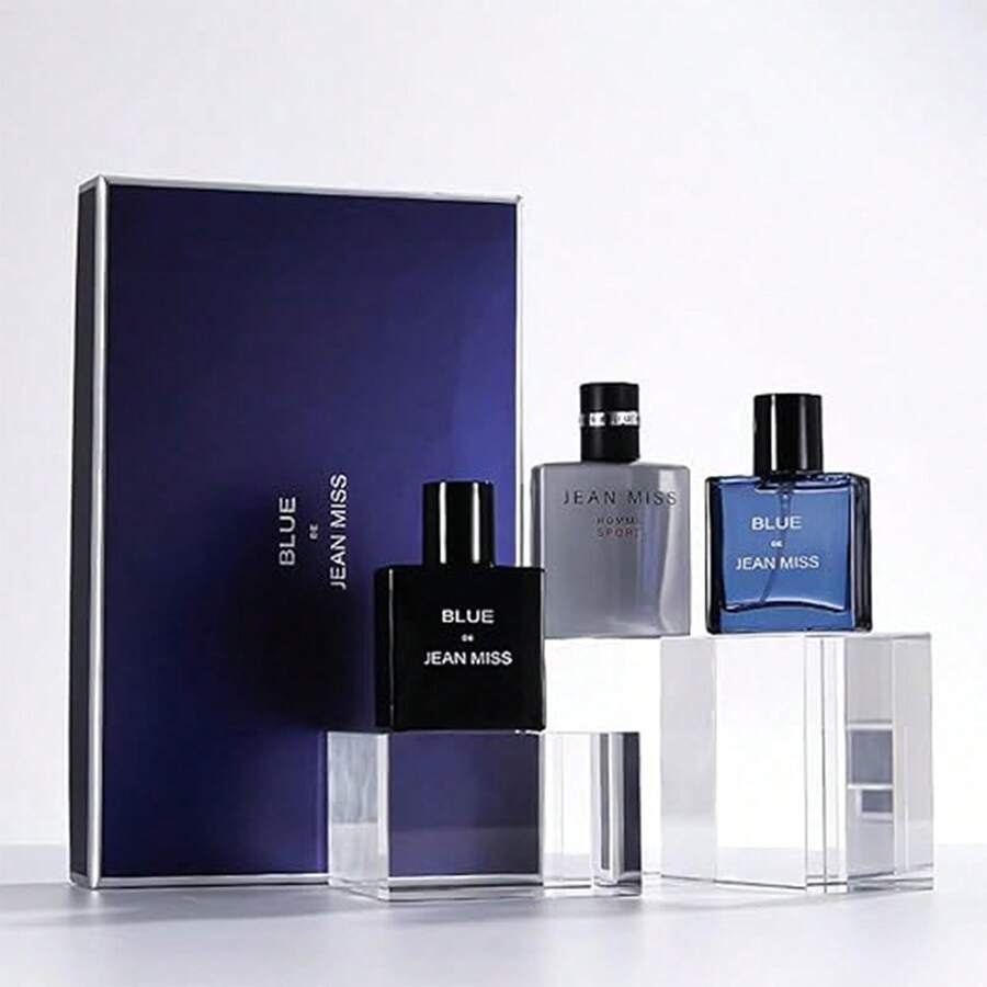 Set De Perfumes Para Hombre Azure Gift Box Set De 3 Piezas Perfume para hombre, perfume sexy en aerosol para hombre, perfume de larga duración, conjunto para hombre - Fresco - Ver 1