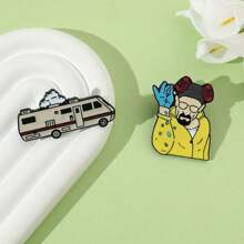 4pcs Alloy Brooch Set Combined With Breaking Bad Cartoon Characters And Gas Mask Shaped Paint Baking Style Fashion Accessories Best Gifts Birthday Graduation