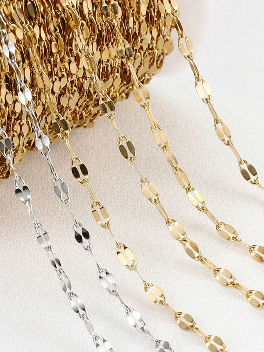 Cadena de labios de acero inoxidable de 2 metros de moda para crear tus propios collares, brazaletes y joyas de cadena clavícula - cadena - Ver 1