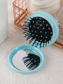 1 Pc Mini Portable Girl's Comb For Outdoor, Lightweight Bifold Travel Comb With Mirror