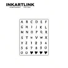 INKARTLINK革命性技術紋身貼紙，半永久性紋身，逼真的紋身，字母、數字和情感紋身，臨時紋身，假紋身，耐水，仿真度極高，特色設計的紋身，鮮艷的紋身 - 黑色 - 查看 5