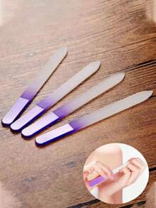 1Pc/4Pcs Glass Purple Nail Files For Natural Nails, Acrylic Nail Filer, Nail Care Tools Of Crystal Files, Double Sided Fingernail File For Manicure - Purple - View 2
