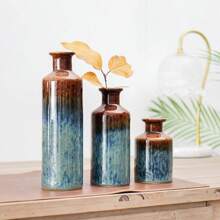 European & American Vintage Blue High-Grade Ceramic Vase For Home Decoration, Suitable For Living Room, Dining Room, Bedroom And Dry Flowers Arranging Gifts Birthday Graduation Back To School Room Decor School Supplies Flower Vase Glass Vase