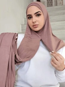 1pc Women's Solid Color Comfortable Stretchy Scarf Hijab Headscarf, Fashionable And Simple, Convenient, Suitable For All Seasons For Abaya Daily Under Cap Veiled Clothes