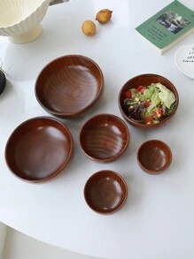 1 件木制图案碗，简约木碗，适合家庭、厨房、圣诞礼物、学校用品