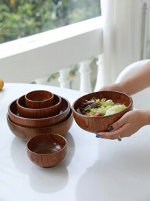 1 件木制图案碗，简约木碗，适合家庭、厨房、圣诞礼物、学校用品