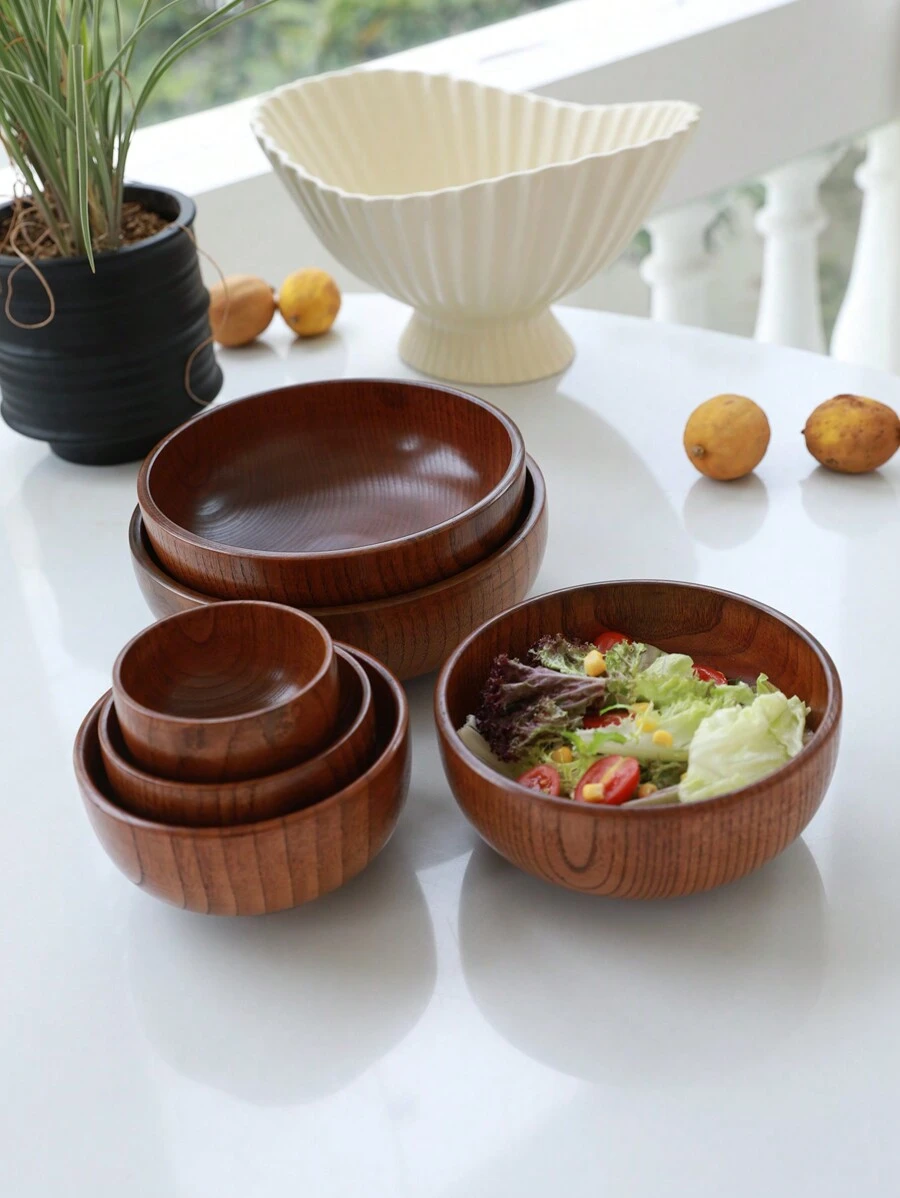 1 件木制图案碗，简约木碗，适合家庭、厨房、圣诞礼物、学校用品