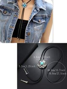 1 pieza Corbata de bolo punk estilo vintage con colgante de metal con plumas, accesorio de disfraz de vaquero occidental, colgante de cordón trenzado para hombres, niños y niñas