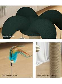 1pc Cat Climbing Tree With Sisal Scratching Post And Solid Wood Frame,  Rope And Sisal Scratching Board, Cat Toy