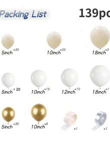 139pcs White Sand Gold Balloon Garland Arch Kit Beige Nude White With Metallic Chrome Gold Latex Balloons For Wedding Bridal Shower Engagement Party Decorations Birthday Shower Supplies,