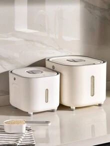 Kitchen Household Rice Barrel Seal Insect-Proof And Moisture-Proof Rice Barrel Box  Rice Flour Barrel Rice Jar - White - View 7