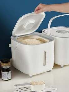 Kitchen Household Rice Barrel Seal Insect-Proof And Moisture-Proof Rice Barrel Box  Rice Flour Barrel Rice Jar - White - View 4