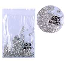 1440 件平底闪光玻璃石水钻水晶 1440 件/包 Ss3-Ss16 白色 Ab 水晶水钻指甲宝石平底圆形水钻平底水钻美甲用品指甲指甲饰