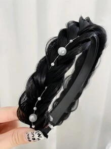Elegant Bohemian Style Braided Wig Headband, Non-Slip Teeth Design, Hair Accessory For Girl