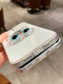1 peça 3D Estojo Brilhante Anti-Queda de Gato com Glitter Compatível com iPhone 11/12/13/14/15/XR/78P - Claro - Ver 3