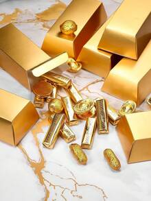 Caja de regalo grande de 8 piezas con lingotes de oro dorado, caja de dulces, embalaje para fiesta de cumpleaños, caja de bocadillos, favor de boda - Dorado - Ver 8