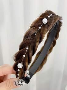 Elegant Bohemian Style Braided Wig Headband, Non-Slip Teeth Design, Hair Accessory For Girl