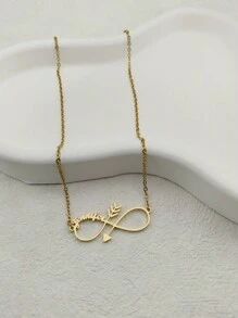 1入個性化時尚箭頭∞設計名字項鍊，情人禮物，金色