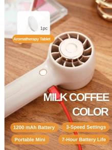 LEVIATECH 1pc Portable Handheld Mini Fan, 3 Wind Speed Adjustable, Built-In 1200mAh Rechargeable Battery, 7 Hours Runtime, Designed For Women's Makeup, USB Charging, With Wrist Strap And Hanging Rope, Suitable For Beach, Office, Outdoor And More - Multicolor - View 10