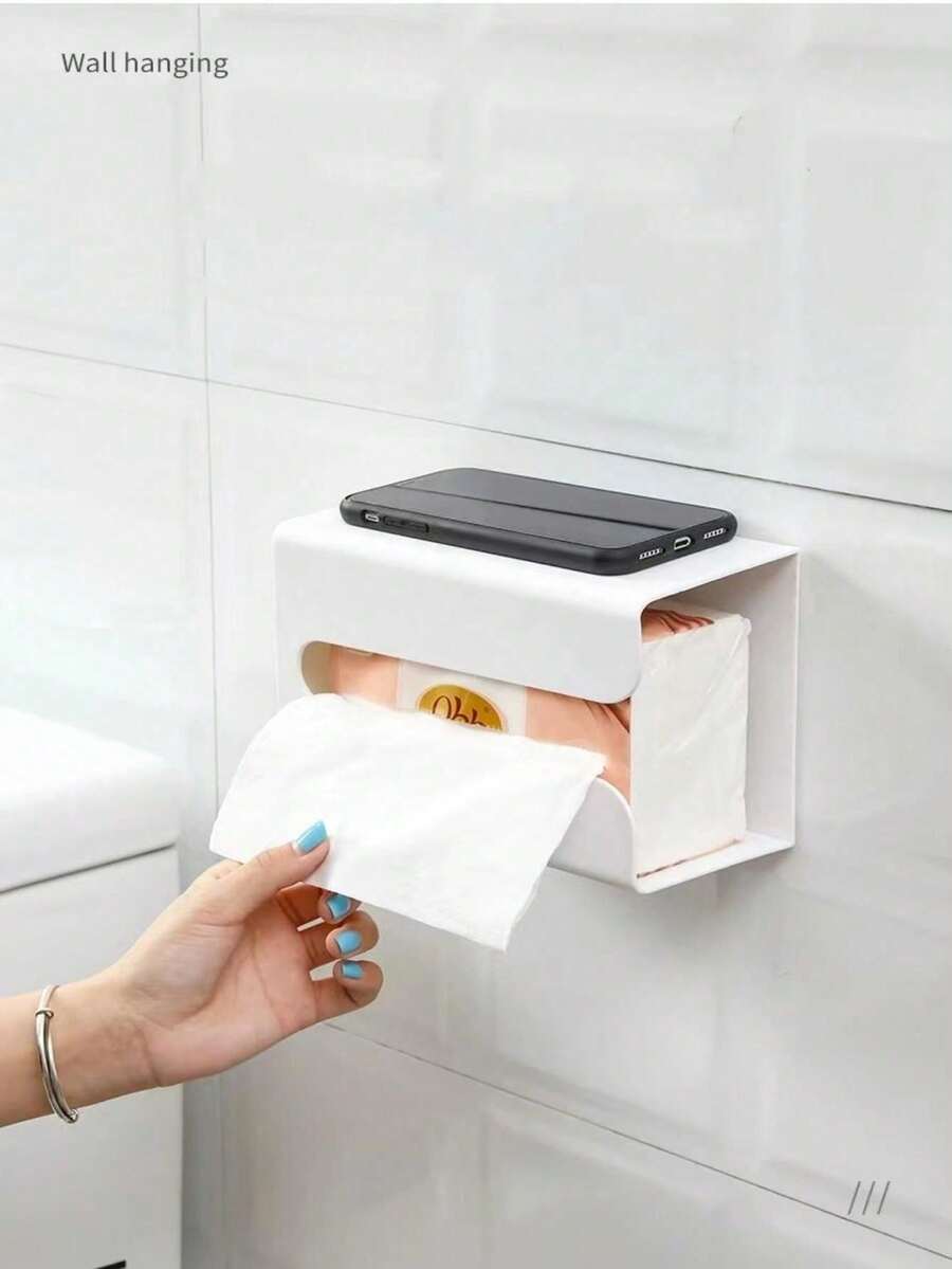 1pc Wall Mount Tissue Box, Innovative Glueless Tissue Dispenser For