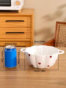 1 pieza Conjunto de vajilla de cerámica con estampado de lunares al estilo campestre, incluye bol de arroz, bol creativo para ramen, bol ensalada, usado como decoración del hogar, para aperitivos, frutas secas, ensaladas, apto para exterior, hogar, cocina, fiesta, cumpleaños, regalo, suministros escolares