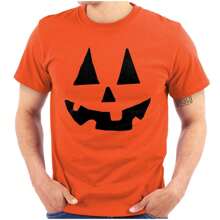 Cute Jack O' Lantern Pumpkin Face Graphic T Shirt - Orange - View 1