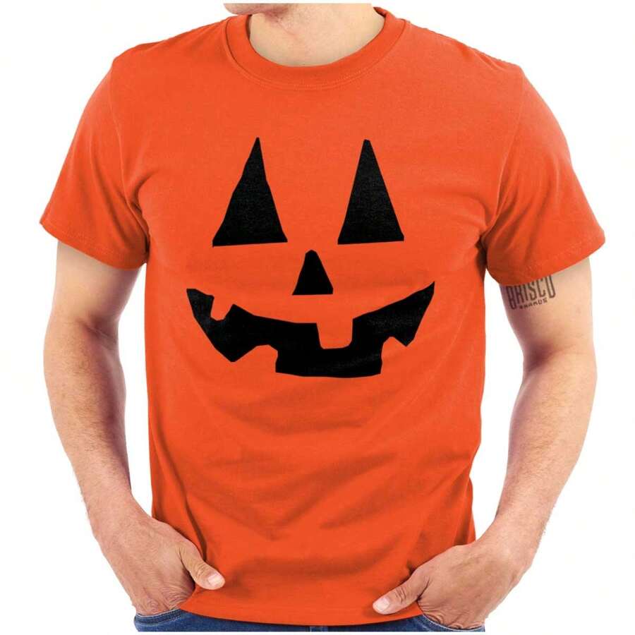 Cute Jack O' Lantern Pumpkin Face Graphic T Shirt - Orange - View 1