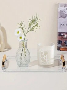 1 pieza Bandeja transparente para el baño, Bandeja de almacenamiento de cosméticos, Organizador para tocador y escritorio, Portabotellas, Organizador de tazas de té, Apto para perfume, cuidado de la piel, tazas, herramientas de belleza, decoración del hogar, decoración de la habitación, accesorios de baño, regalo de Navidad - Dorado - Ver 4