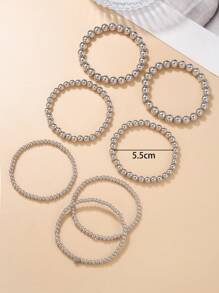 5入組/套極簡串珠手鏈 - 金黃色 - 查看 7