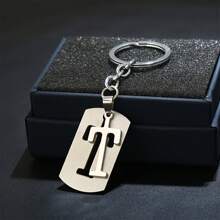 1pc Stainless Steel Letter Charm Key Chain Letters Keychain Men Keychain Couple Gift Jewelry Car Key Ring,A-Z Letter Double Layer Keychain,Simple Letter Jewelry Accessories,Tag Key Chain Ring Bag Backpack Charm Women Men(Keychain Style Random) - Silver - View 17