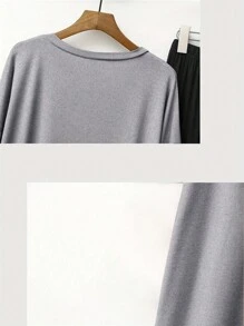 2 pièces/Set Ensemble de pyjamas légers d'été pour femme, hauts ample à manches courtes et pantalons longs, vêtements d'intérieur col V, ensemble de deux pièces