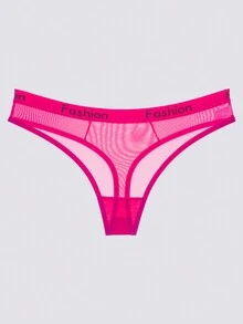 6入組女士低腰性感字母提花透明網眼丁字褲 - 彩色 - 查看 4