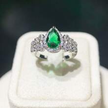 Ensemble de bijoux de mariage de luxe pour femmes - Collier, boucles d'oreilles, bague, bracelet, orné de bijoux colorés (rubis, saphir, émeraude), ensemble de bijoux de mariée, zirconium cubique en cuivre, élégant, romantique, royal, style princesse
