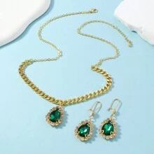 Conjunto de collar y pendientes estilo agua gota retro europeo y americano, accesorios de joyería personalizada y versátil