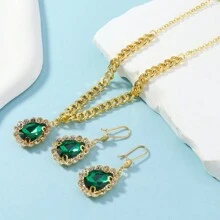 Conjunto de collar y pendientes estilo agua gota retro europeo y americano, accesorios de joyería personalizada y versátil