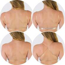Women's Padded V-Neck Convertible Strap Push Up Bras - 3 Pack: Clear Convertible Straps - View 2