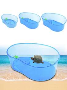 1pc Plastic Sun Deck Turtle Tank, Turtle Terrarium, Suitable For Year-Round Turtle Keeping - Blue - View 1